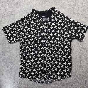 PLAYBOY by Spencer's Gifts Short Sleeve Button Up Shirt Sz Lg Rayon‎ Martini AOP
